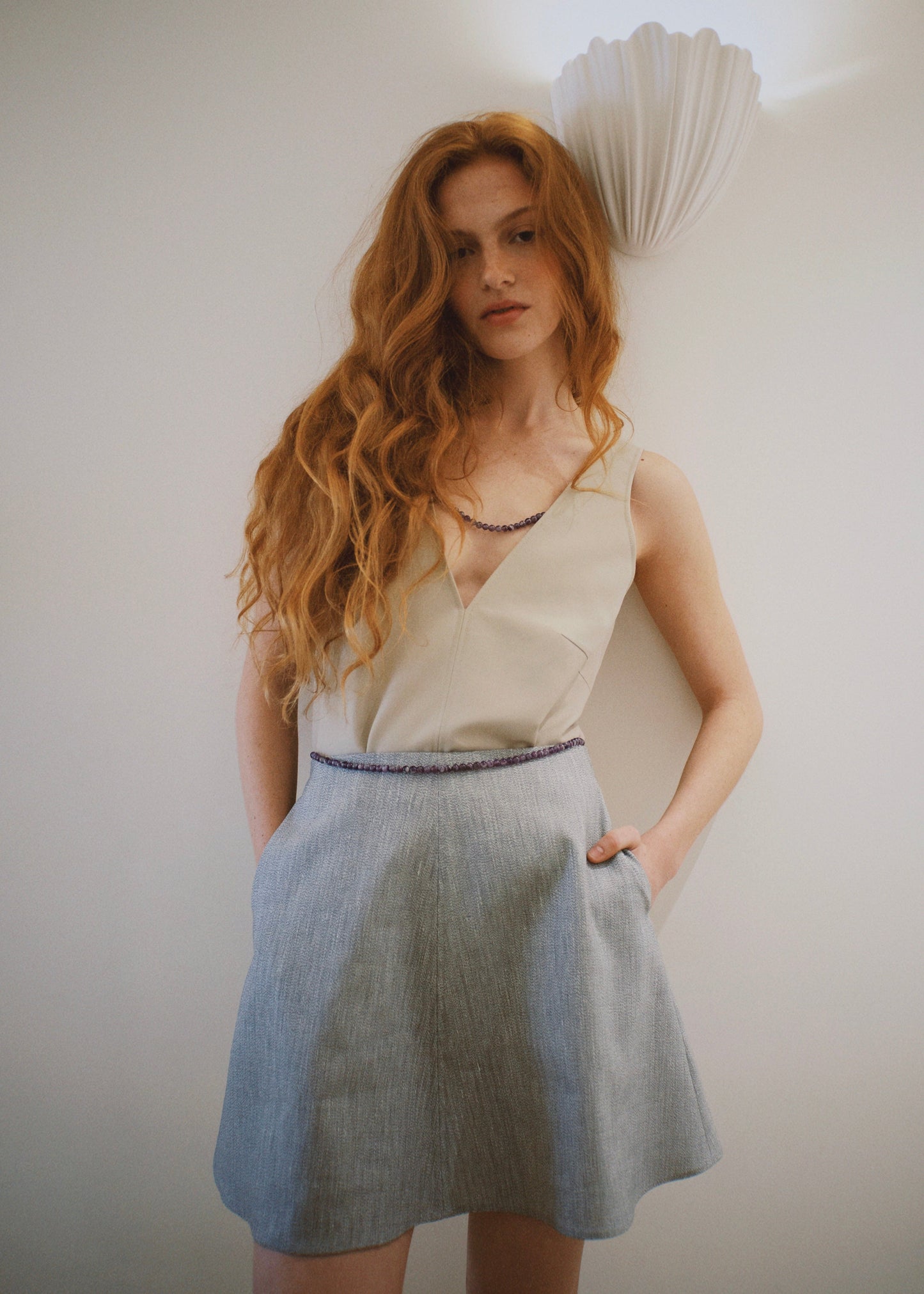 Bronte Skirt in White & Black marle - Ready to go