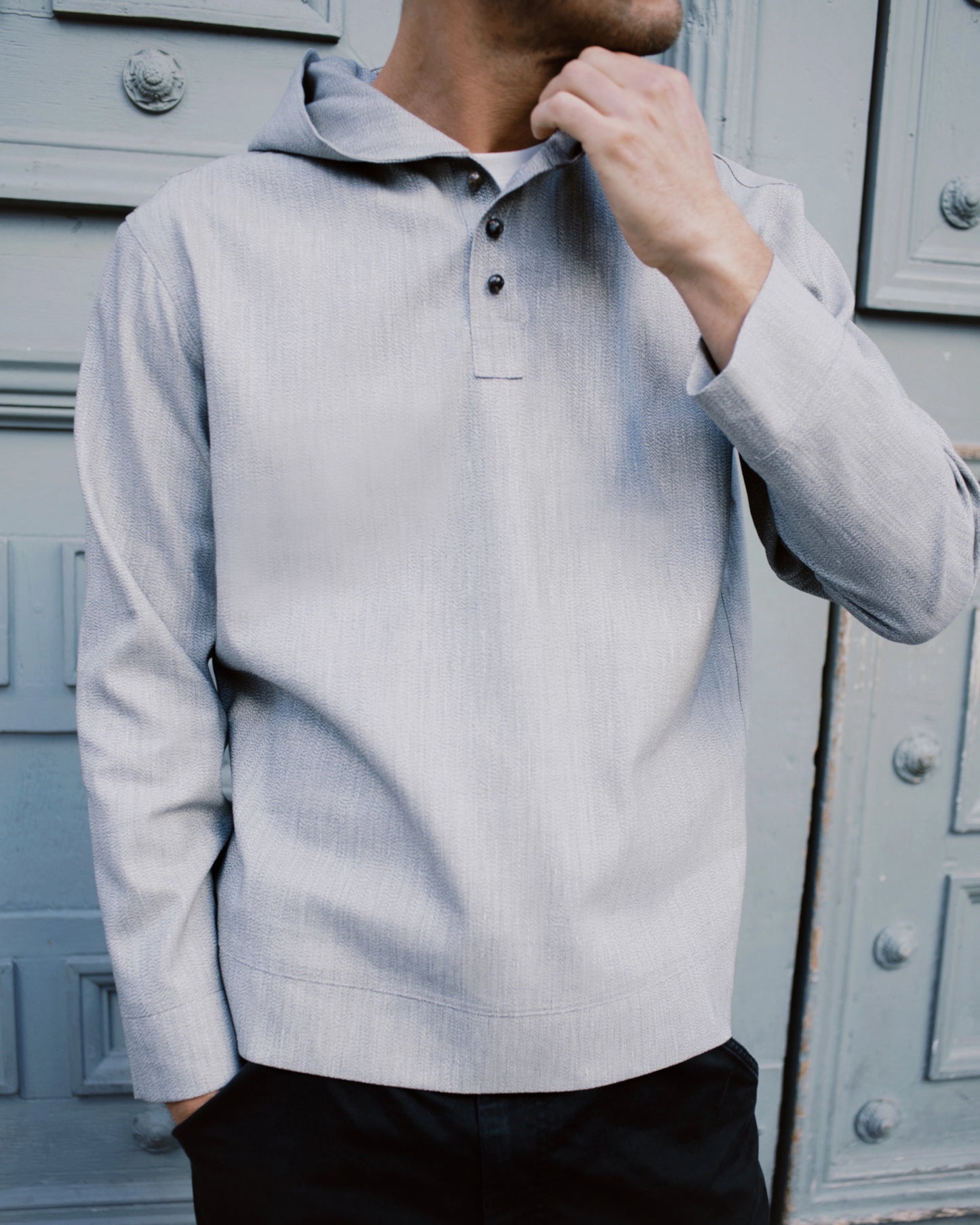 Clarks Hoodie in White & Black Marle - Ready to go